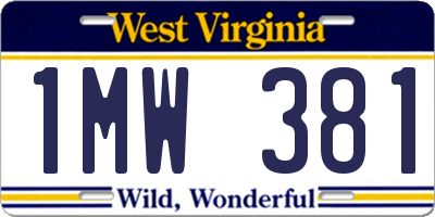 WV license plate 1MW381