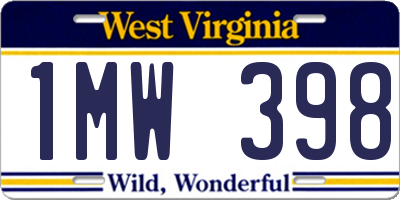 WV license plate 1MW398