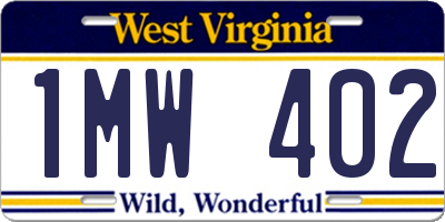 WV license plate 1MW402