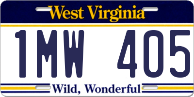 WV license plate 1MW405