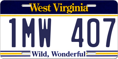 WV license plate 1MW407