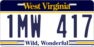 WV license plate 1MW417