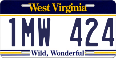 WV license plate 1MW424