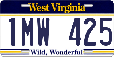 WV license plate 1MW425