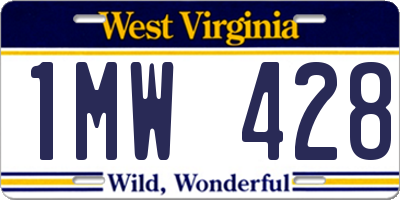 WV license plate 1MW428