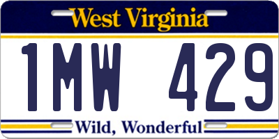 WV license plate 1MW429