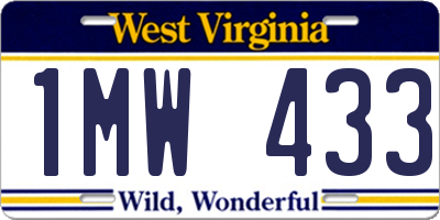 WV license plate 1MW433