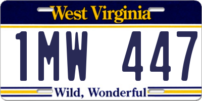 WV license plate 1MW447