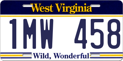 WV license plate 1MW458