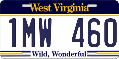 WV license plate 1MW460