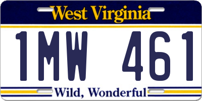WV license plate 1MW461