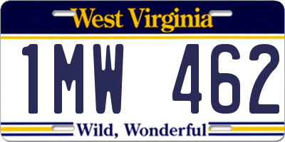WV license plate 1MW462