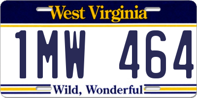 WV license plate 1MW464