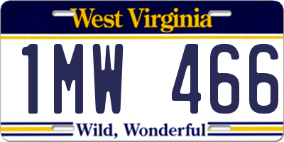 WV license plate 1MW466