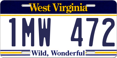 WV license plate 1MW472