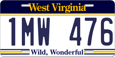WV license plate 1MW476