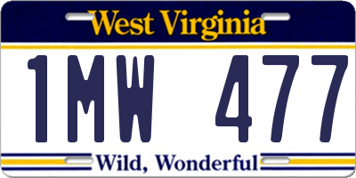 WV license plate 1MW477