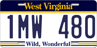 WV license plate 1MW480