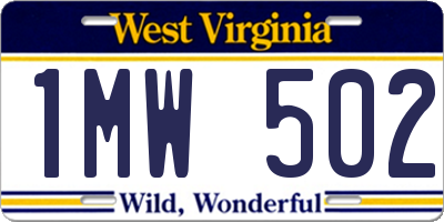 WV license plate 1MW502