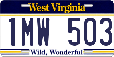 WV license plate 1MW503