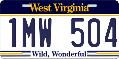 WV license plate 1MW504