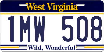 WV license plate 1MW508