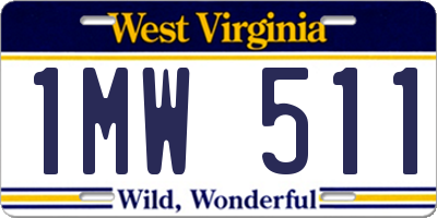WV license plate 1MW511