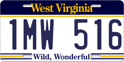 WV license plate 1MW516