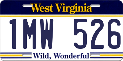 WV license plate 1MW526