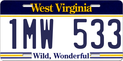 WV license plate 1MW533