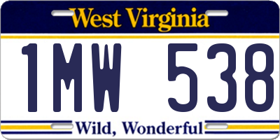 WV license plate 1MW538