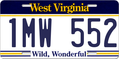 WV license plate 1MW552