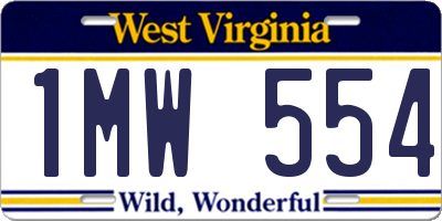 WV license plate 1MW554