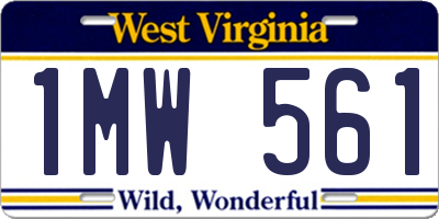 WV license plate 1MW561