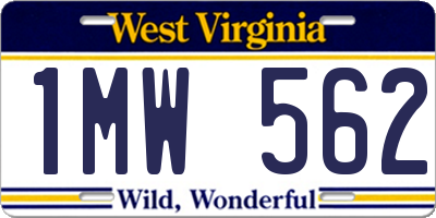 WV license plate 1MW562