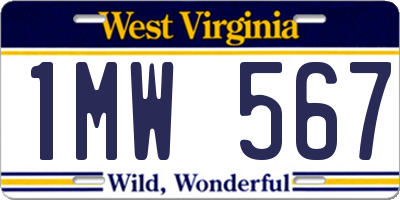 WV license plate 1MW567