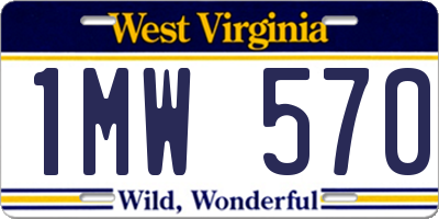 WV license plate 1MW570