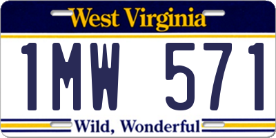 WV license plate 1MW571