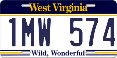 WV license plate 1MW574