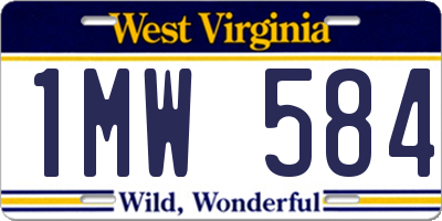 WV license plate 1MW584