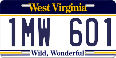 WV license plate 1MW601