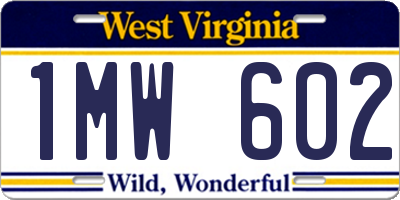 WV license plate 1MW602