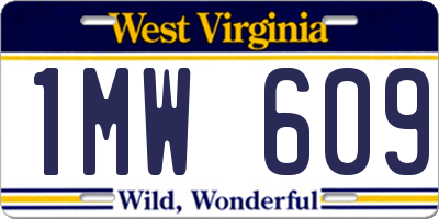 WV license plate 1MW609