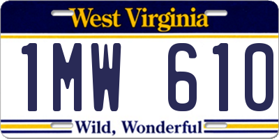 WV license plate 1MW610