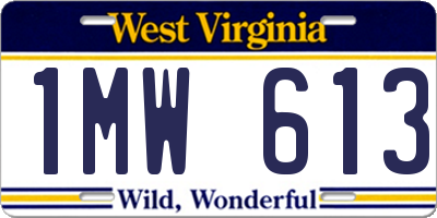 WV license plate 1MW613