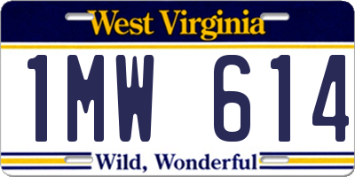 WV license plate 1MW614