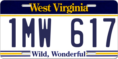 WV license plate 1MW617