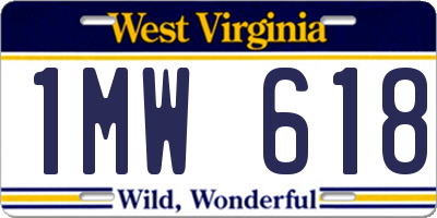 WV license plate 1MW618