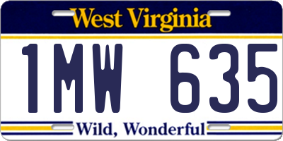 WV license plate 1MW635