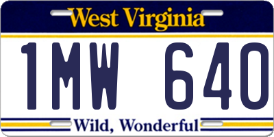 WV license plate 1MW640